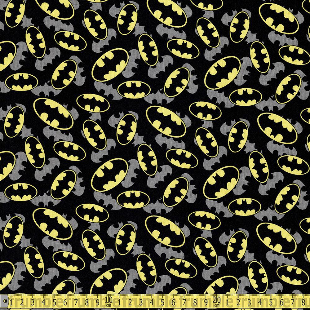 Camelot - Licensed - DC Yellow Grey Batman Logos Sewing Fabric