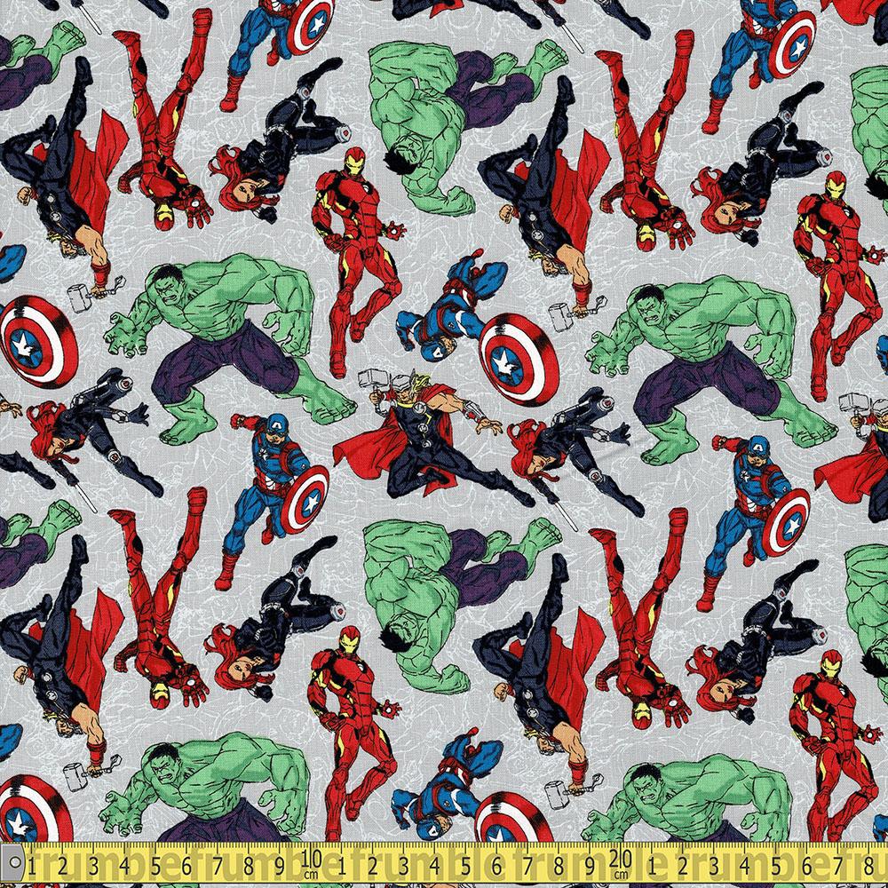 Camelot - Licensed - Marvel Heroes On Line Art Grey Sewing Fabric