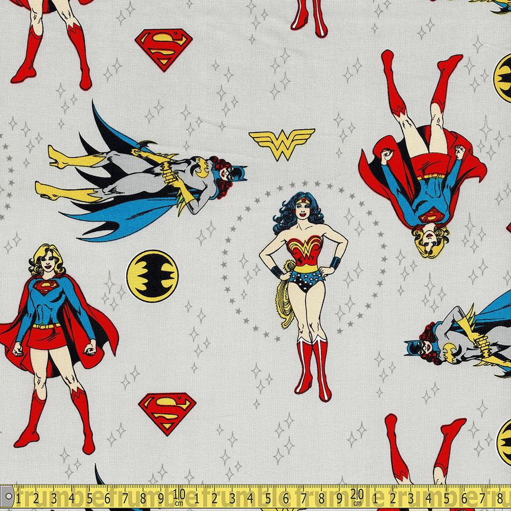 Camelot - Licensed Cottons - DC Girl Power Comics Grey Sewing Fabric