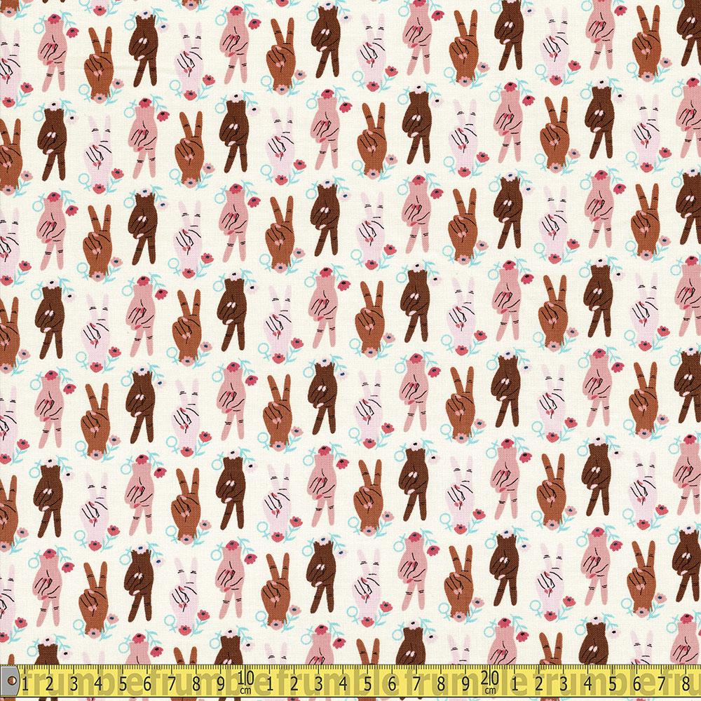 Camelot Fabric - Stronger Together - Peace Sign Cream Sewing and Dressmaking Fabric