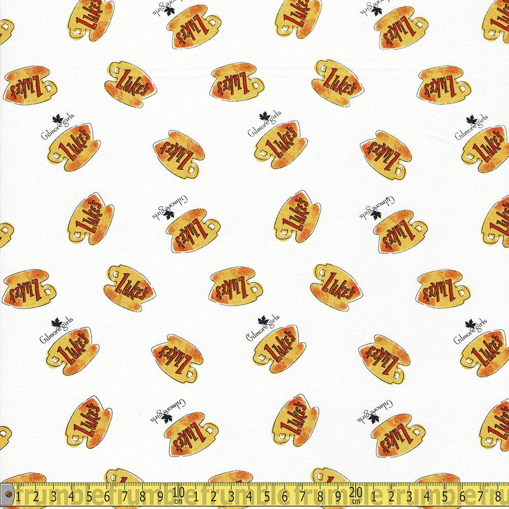 Camelot Fabrics - Gilmore Girls - Lukes Diner White Sewing and Dressmaking Fabric