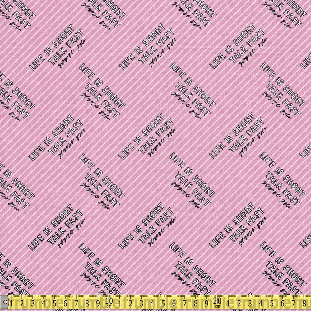 Camelot Fabrics - Gilmore Girls - Talk Fast Stripe Pink Sewing and Dressmaking Fabric