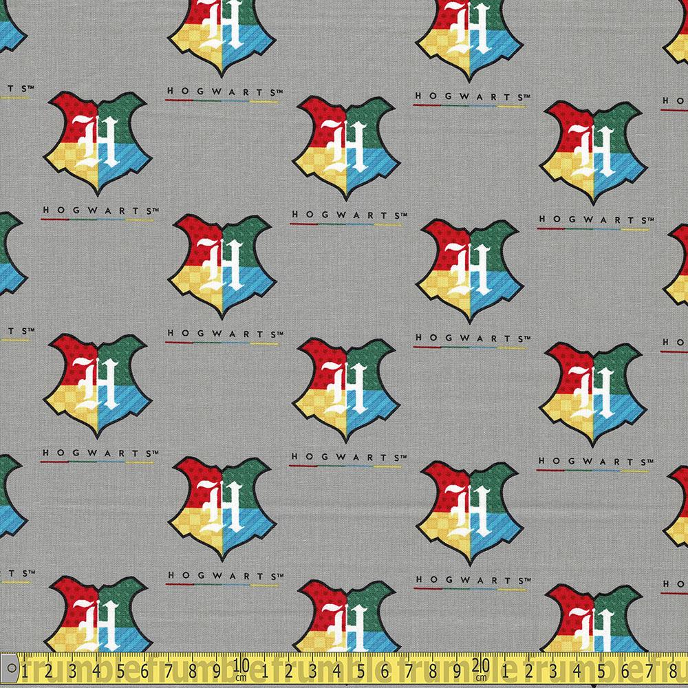 Camelot Fabrics - Harry Potter Hogwarts Crest - Grey Sewing and Dressmaking Fabric