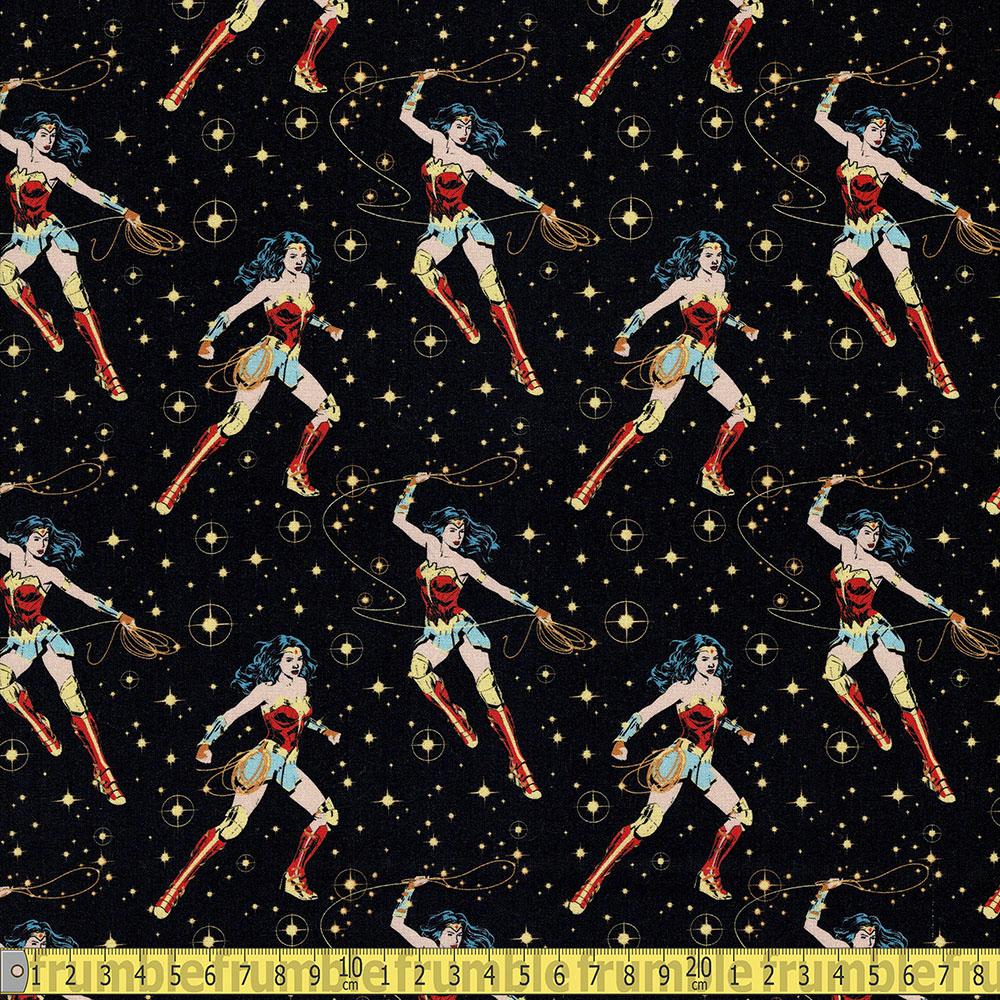Camelot Fabrics - Wonder Woman 1984 - WW44 Poses Black Sewing Fabric