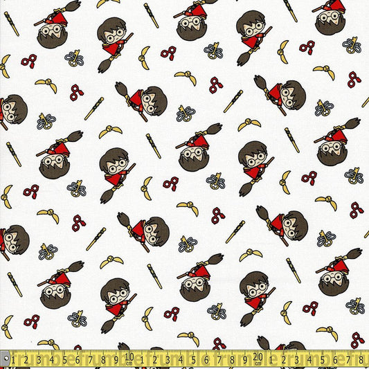 Harry Potter Kawaii Broomstick Multi - Frumble Fabrics