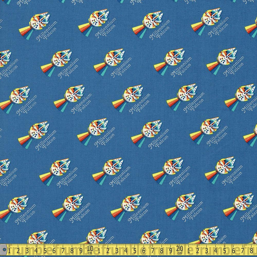 Star Wars Millennium Falcon Rainbow Blue Fabric by Camelot