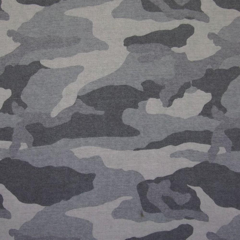 Camouflage - Brushed Back French Terry - Grey Sewing and Dressmaking Fabric