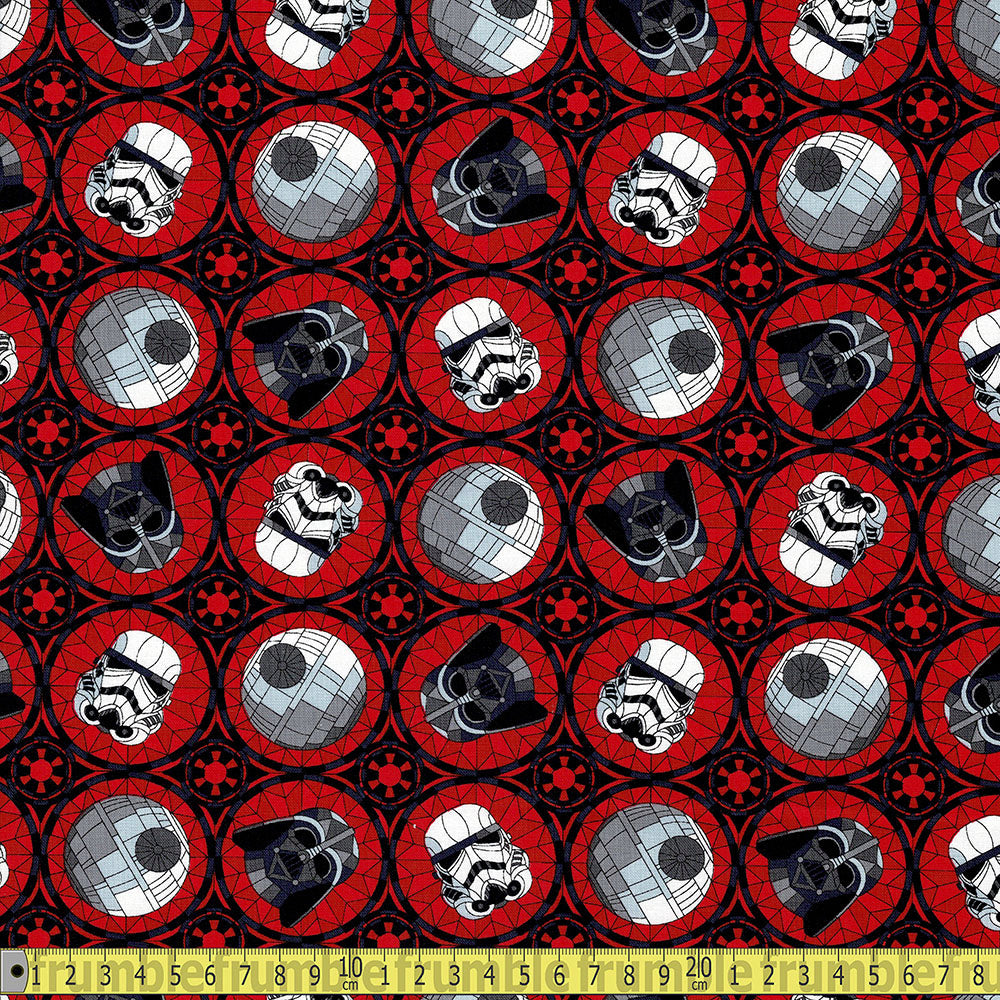 Classic Star Wars Stained Glass Empire - Korean Woven Fabric - Red Sewing and Dressmaking Fabric