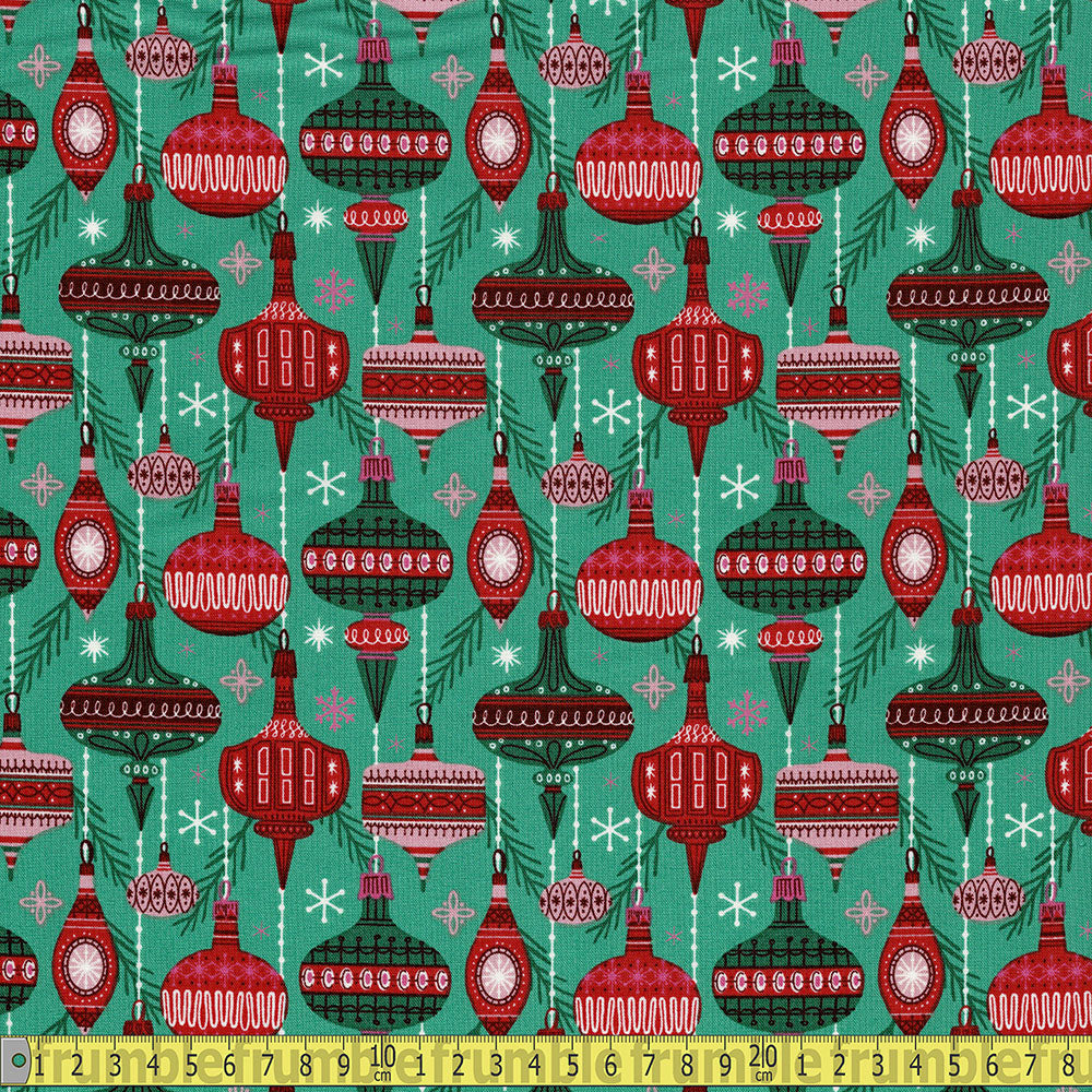 Cloud 9 Fabrics - Christmas Past - Baubles and Branches Sewing and Dressmaking Fabric