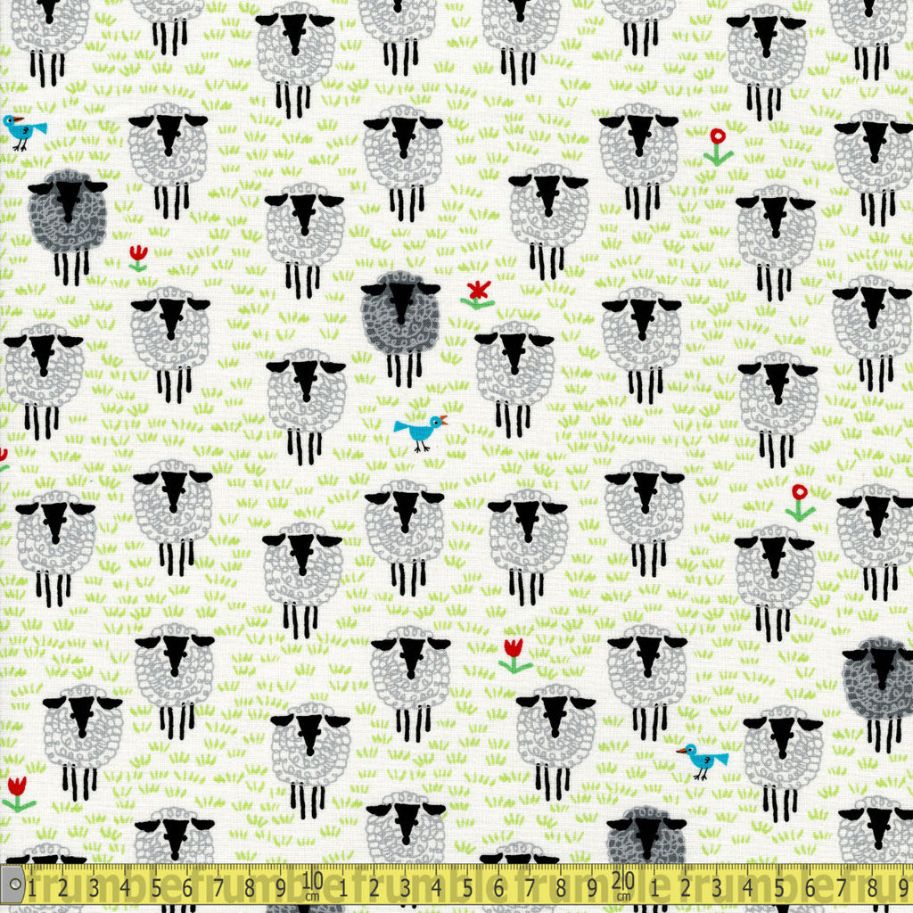 Cloud 9 GOTS Fabric - Ed Emberley Faves - Sheep Cream Sewing and Dressmaking Fabric