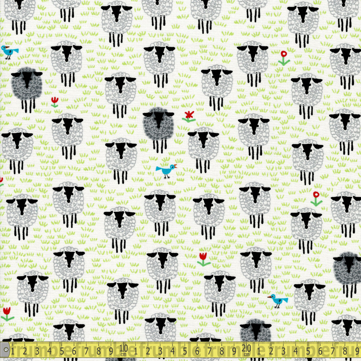 Cloud 9 GOTS Fabric - Ed Emberley Faves - Sheep Cream Sewing and Dressmaking Fabric