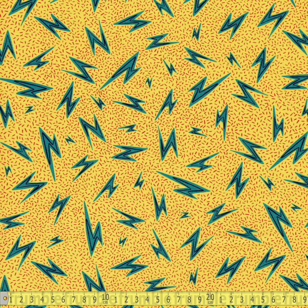 Cloud 9 Organic Cottons - High Gear - Bolts Yellow - Sewing and Dressmaking Fabric