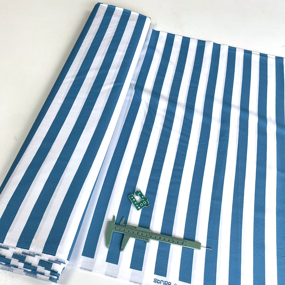 25mm Beach Stripe - Cotton Poplin - Copen