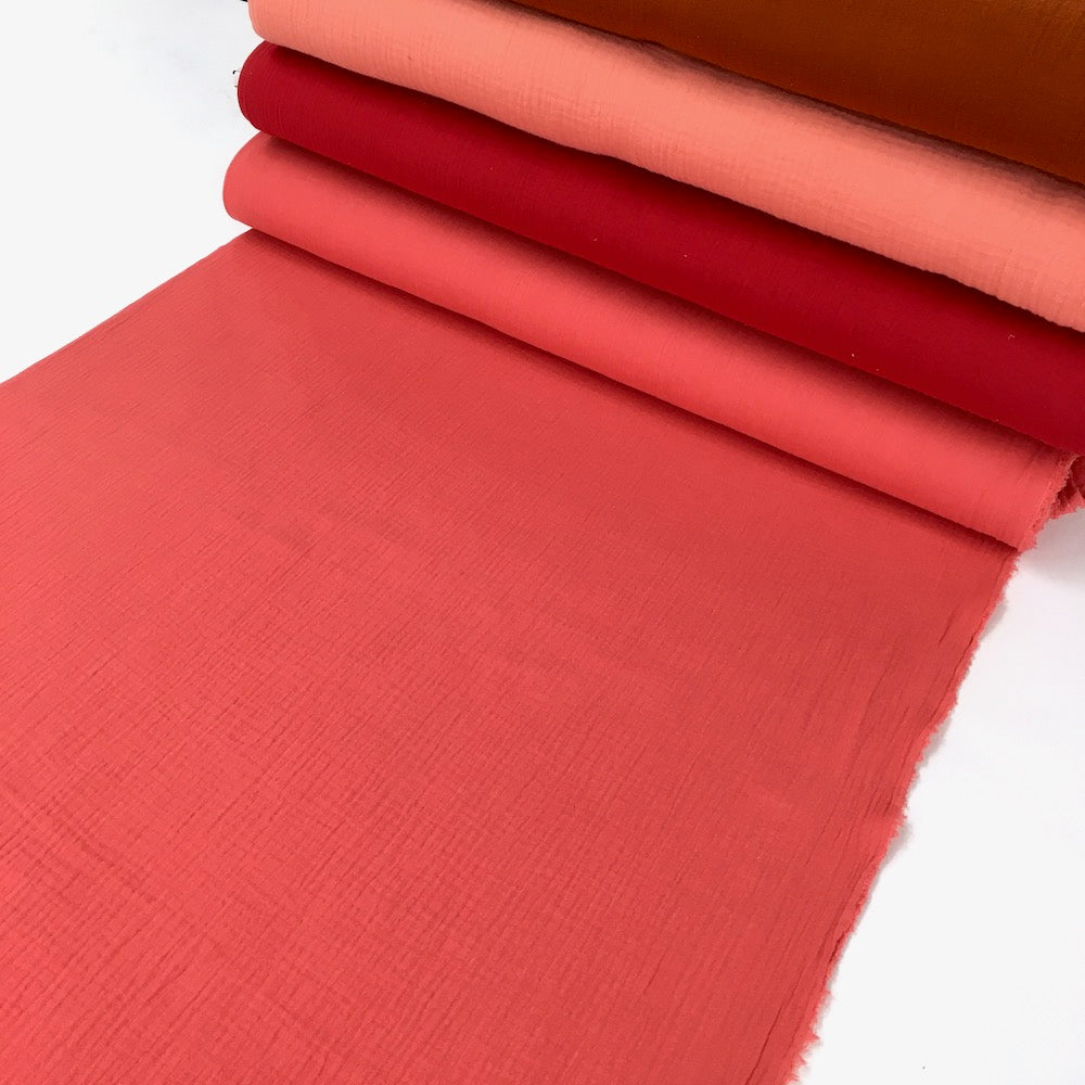 Organic Double Gauze - GOTS Muslin Solids - Coral