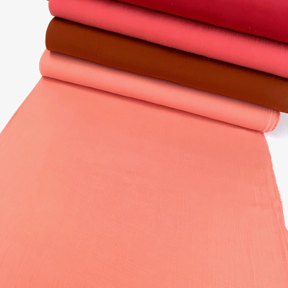 Remnant of Organic Double Gauze - GOTS Muslin Solids - Coral Peach (157cm)