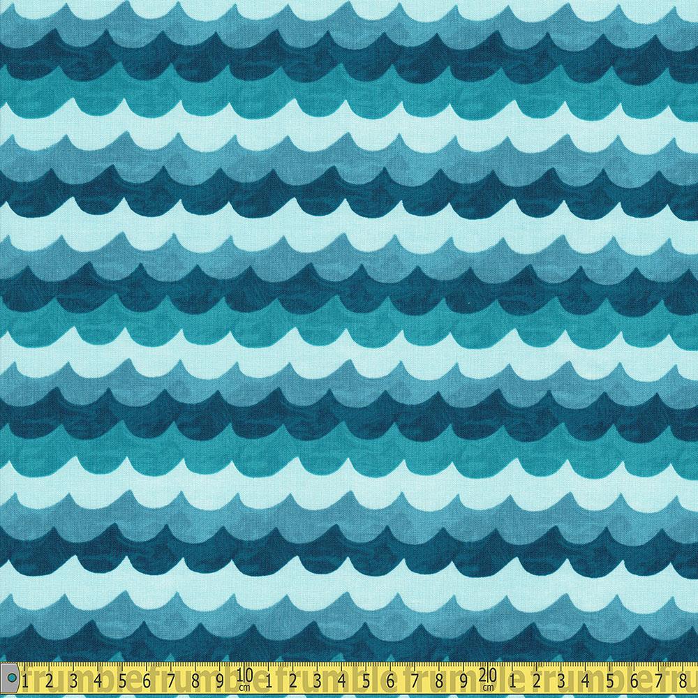 Cotton and Steel - Rifle Paper Co - Amalfi Waves Turquoise Sewing Fabric
