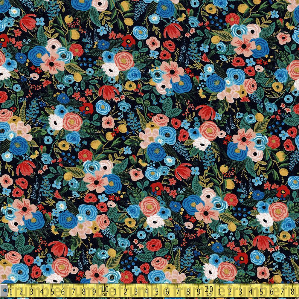 Cotton and Steel RAYON - Rifle Paper Co - Wildwood Petite Garden Party Navy Sewing Fabric