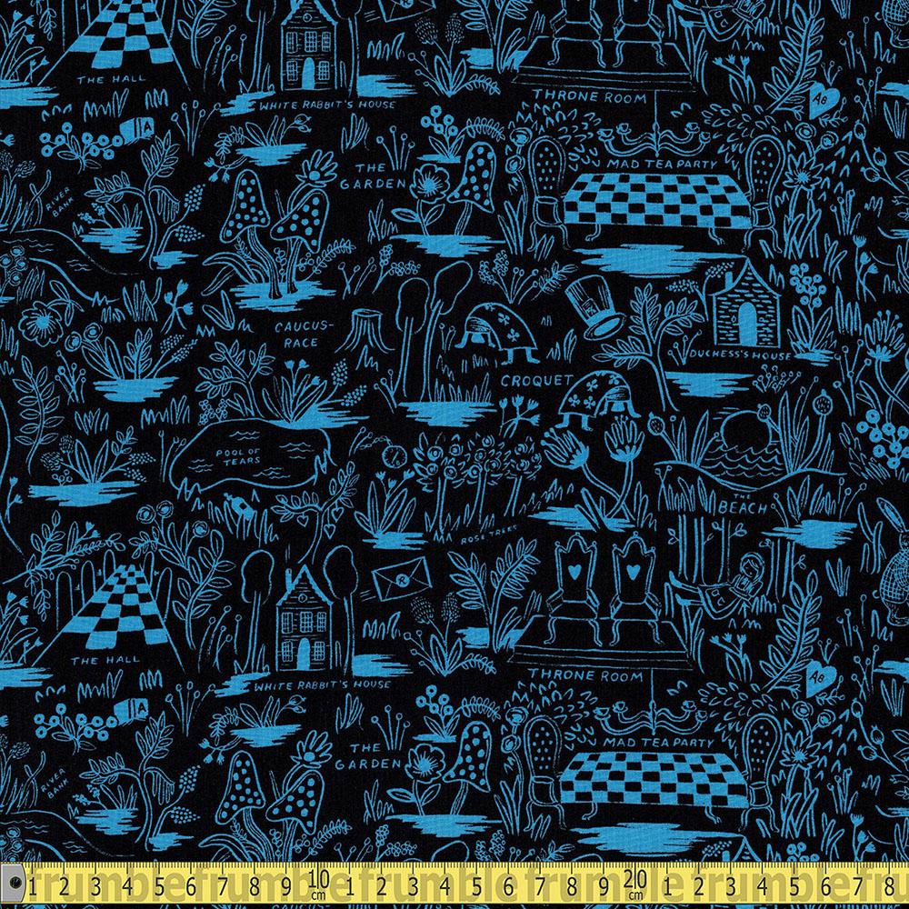 Cotton and Steel RAYON - Rifle Paper Co - Wonderland Magic Forest Blue Sewing Fabric