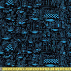 Cotton and Steel RAYON - Rifle Paper Co - Wonderland Magic Forest Blue Sewing Fabric