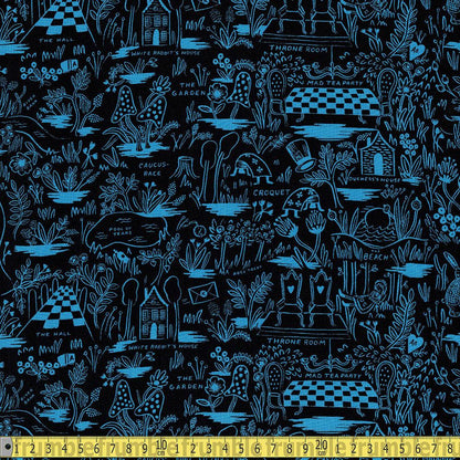 Cotton and Steel RAYON - Rifle Paper Co - Wonderland Magic Forest Blue Sewing Fabric