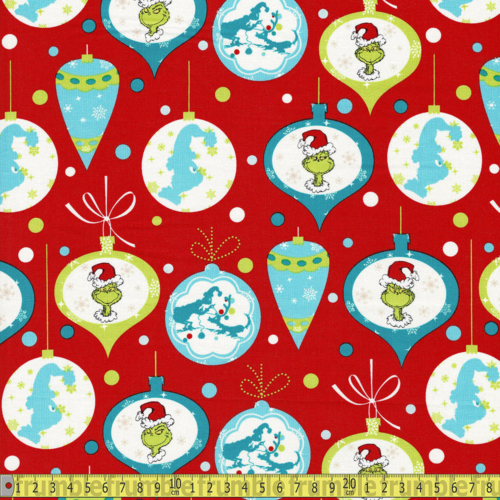 Craft Cotton Company - Dr Seuss The Grinch - Baubles Sewing and Dressmaking Fabric