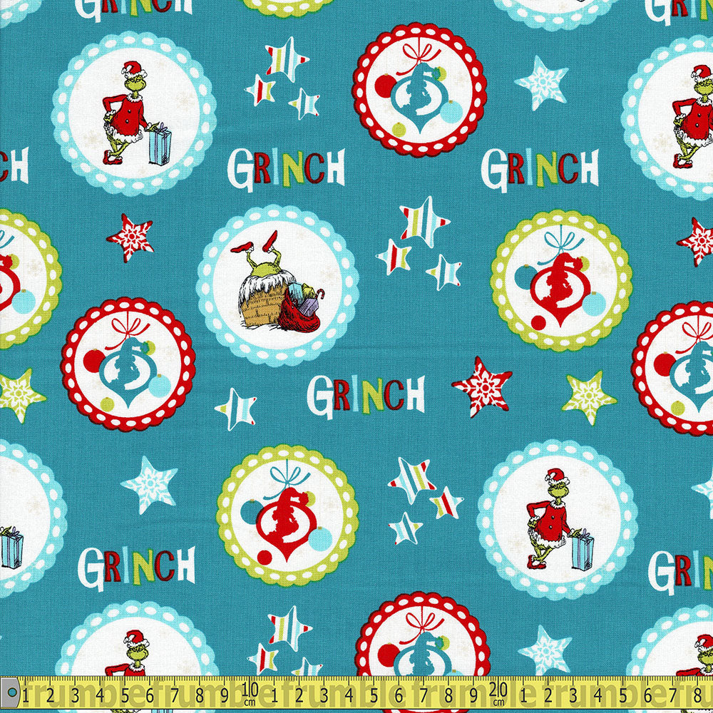 Craft Cotton Company - Dr Seuss The Grinch - Snowflakes And Stars Sewing and Dressmaking Fabric
