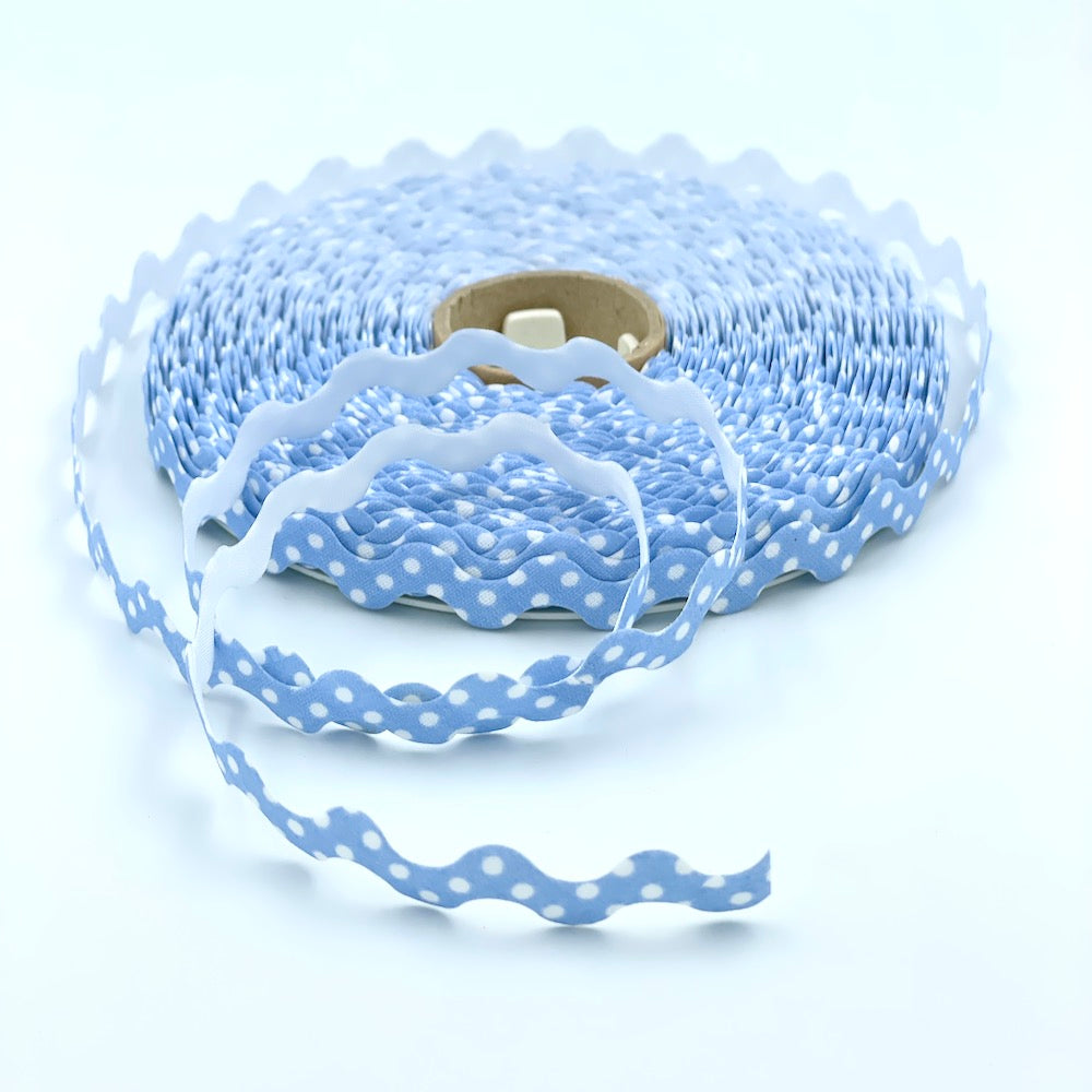 25m Reel of 15mm Polka Dot Ric Rac Bias