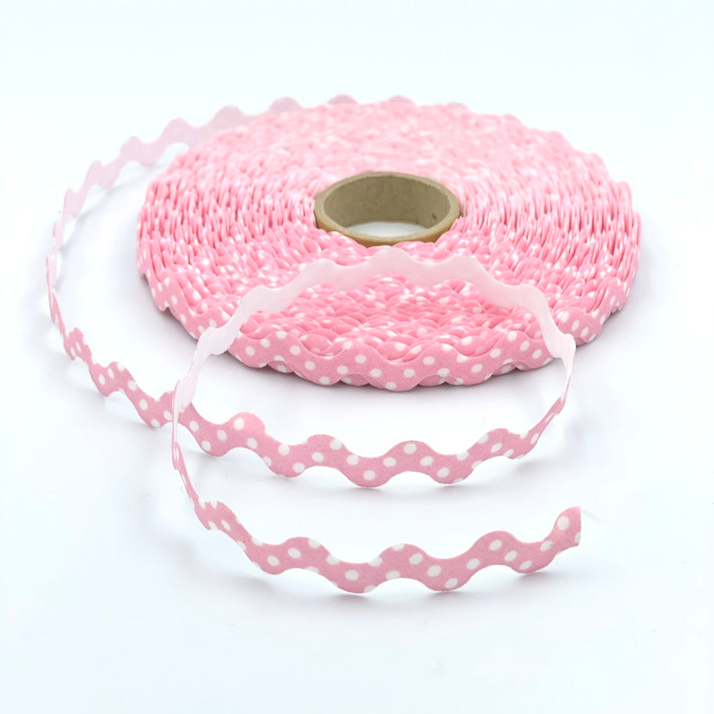 25m Reel of 15mm Polka Dot Ric Rac Bias
