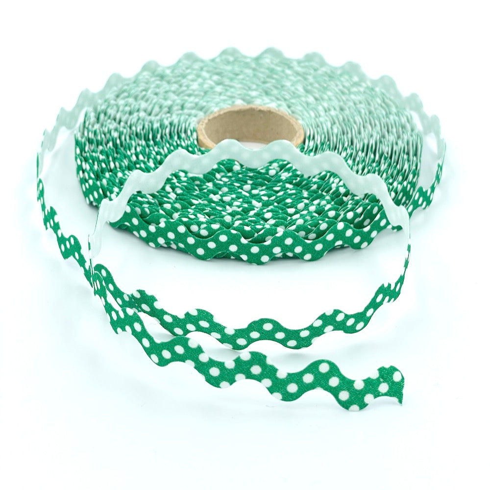 25m Reel of 15mm Polka Dot Ric Rac Bias