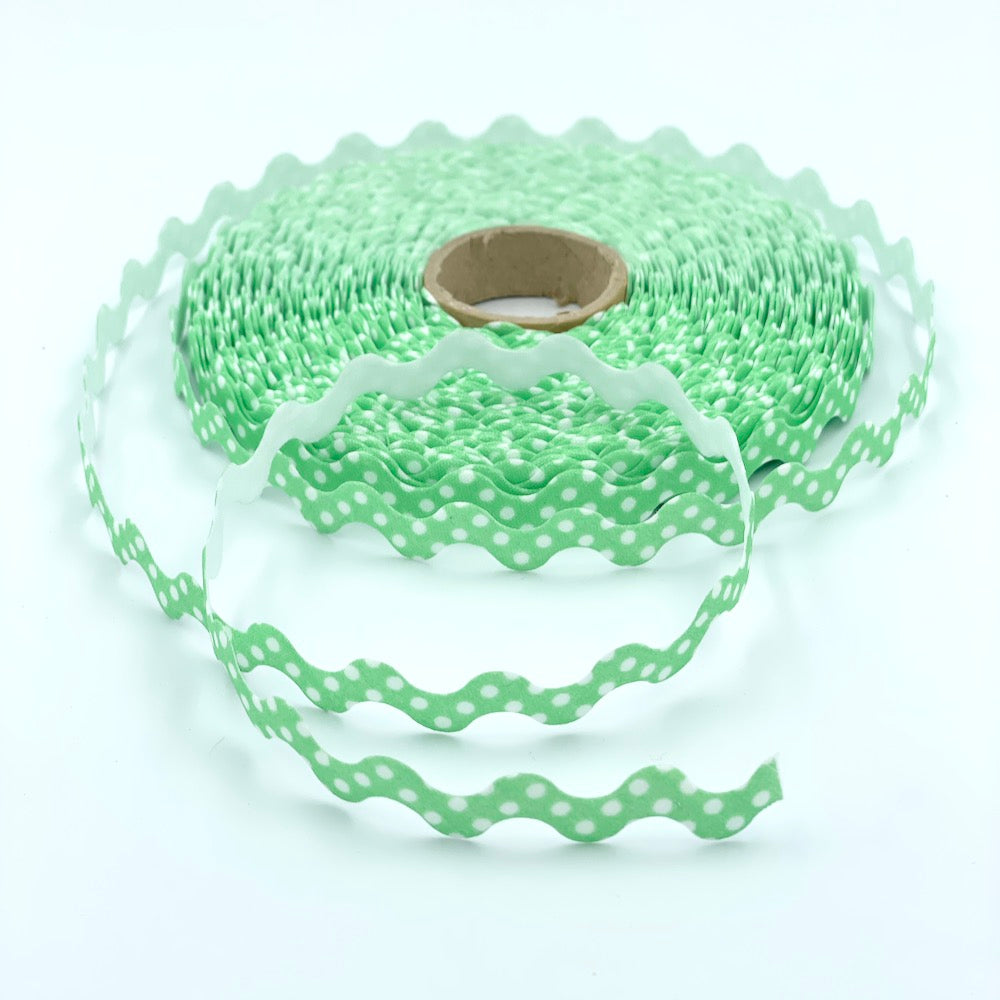 25m Reel of 15mm Polka Dot Ric Rac Bias