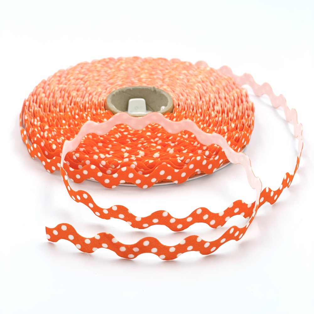 25m Reel of 15mm Polka Dot Ric Rac Bias