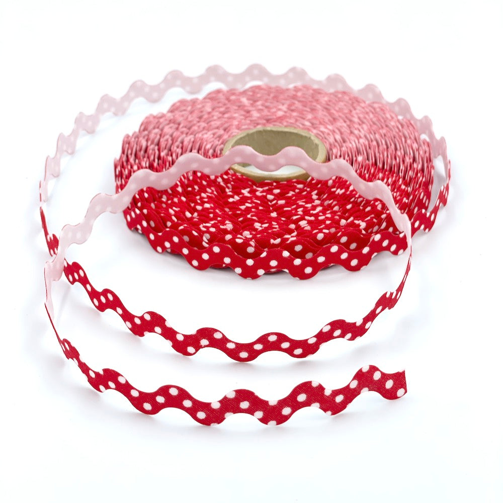 25m Reel of 15mm Polka Dot Ric Rac Bias