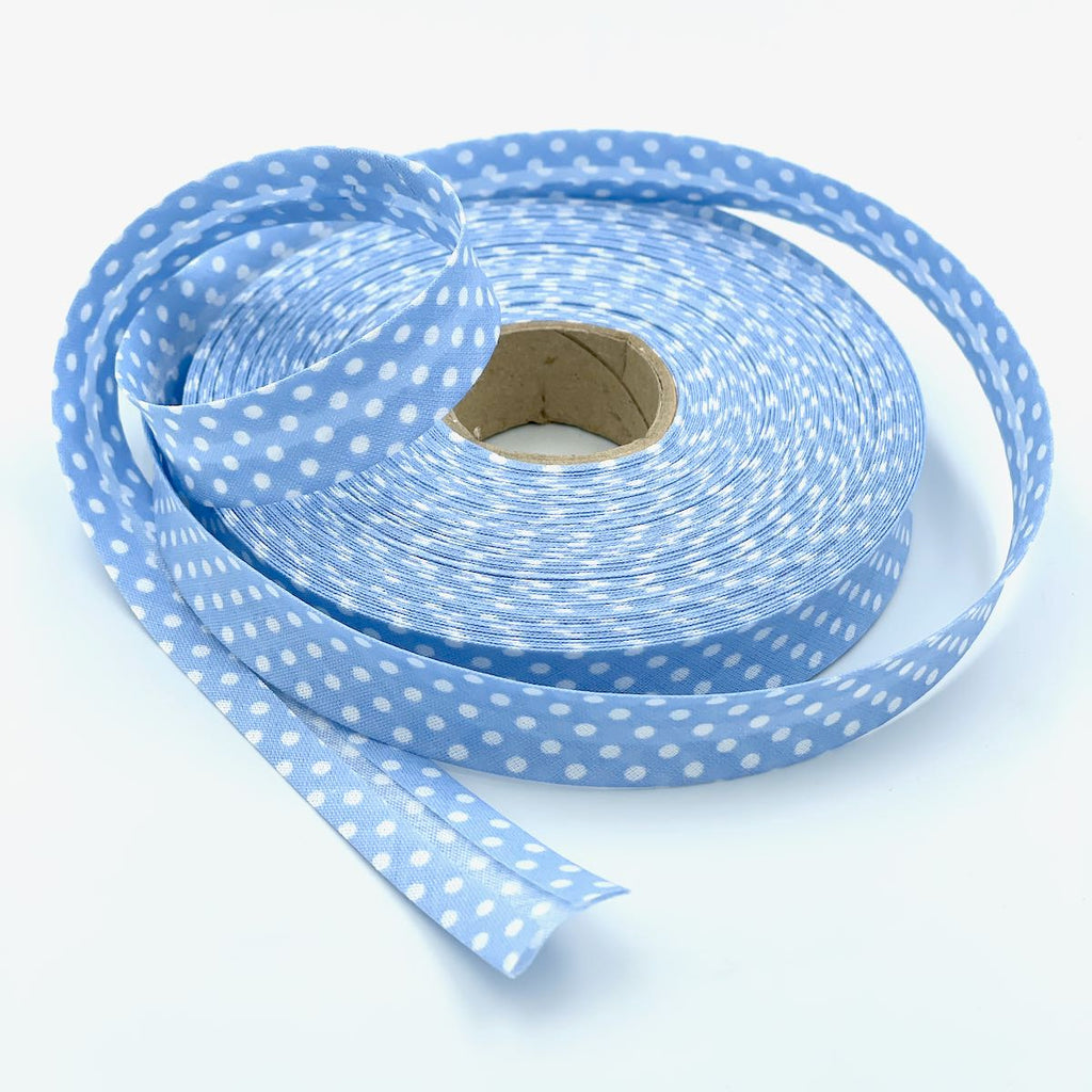 25m Reel of 18mm Polka Dot Bias Binding