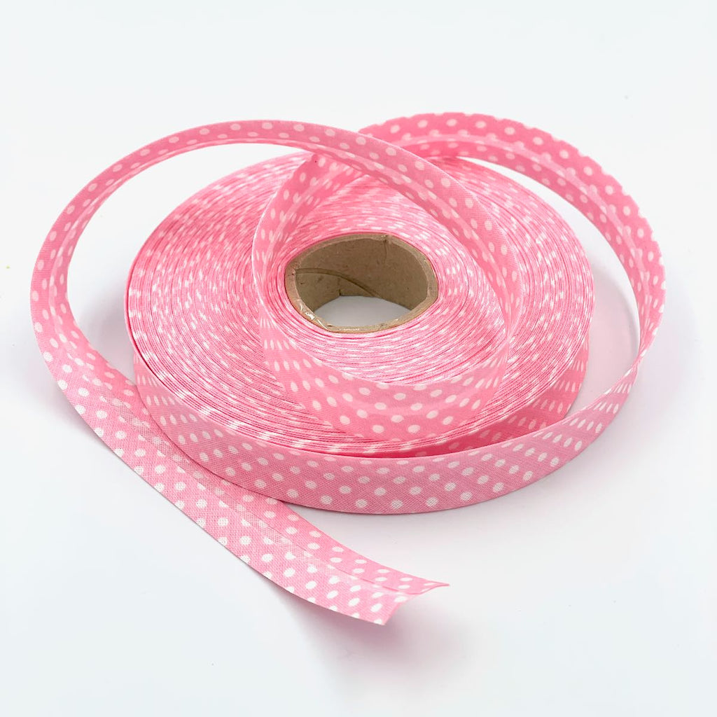 25m Reel of 18mm Polka Dot Bias Binding