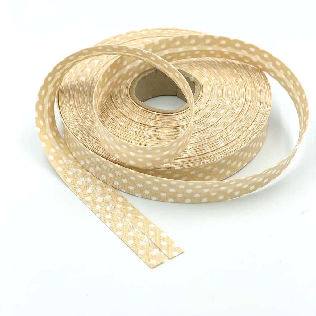 25m Reel of 18mm Polka Dot Bias Binding