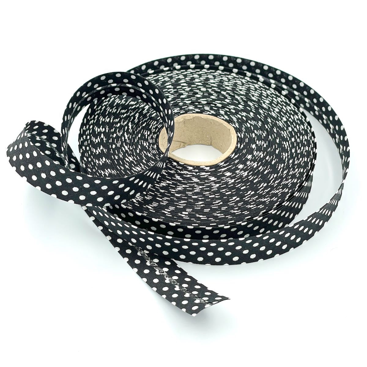 25m Reel of 18mm Polka Dot Bias Binding