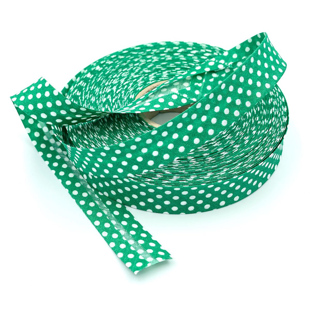 25m Reel of 18mm Polka Dot Bias Binding