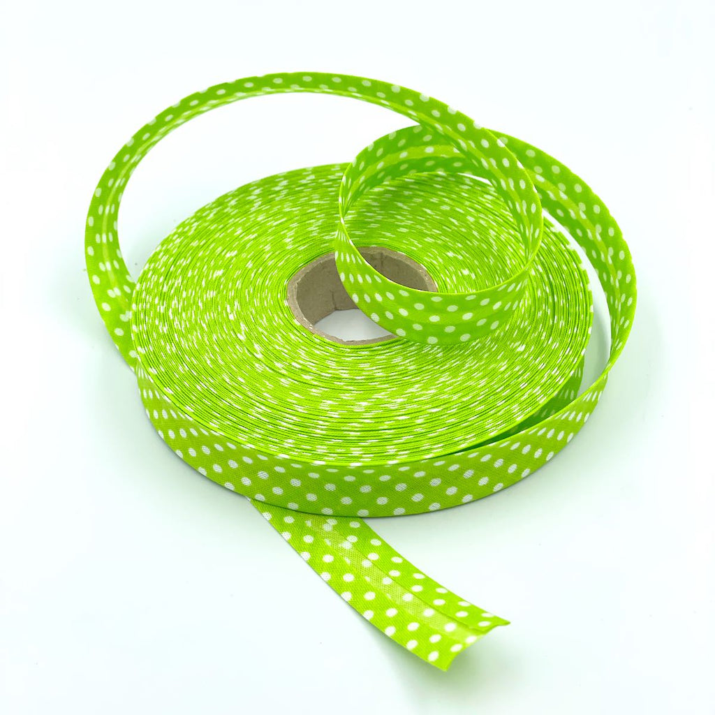25m Reel of 18mm Polka Dot Bias Binding