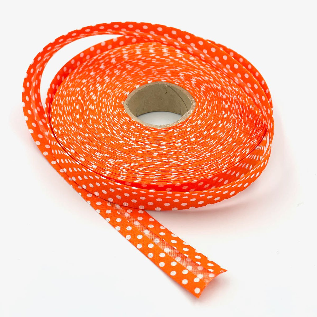 25m Reel of 18mm Polka Dot Bias Binding