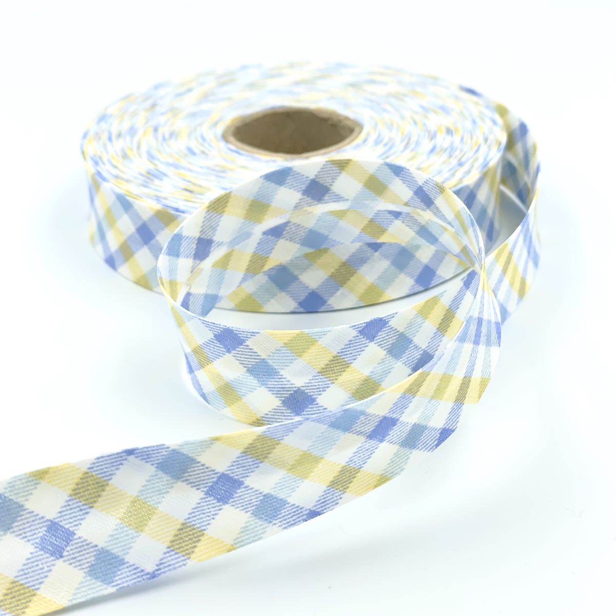 25m Reel of 25mm Carnival Check Bias Binding
