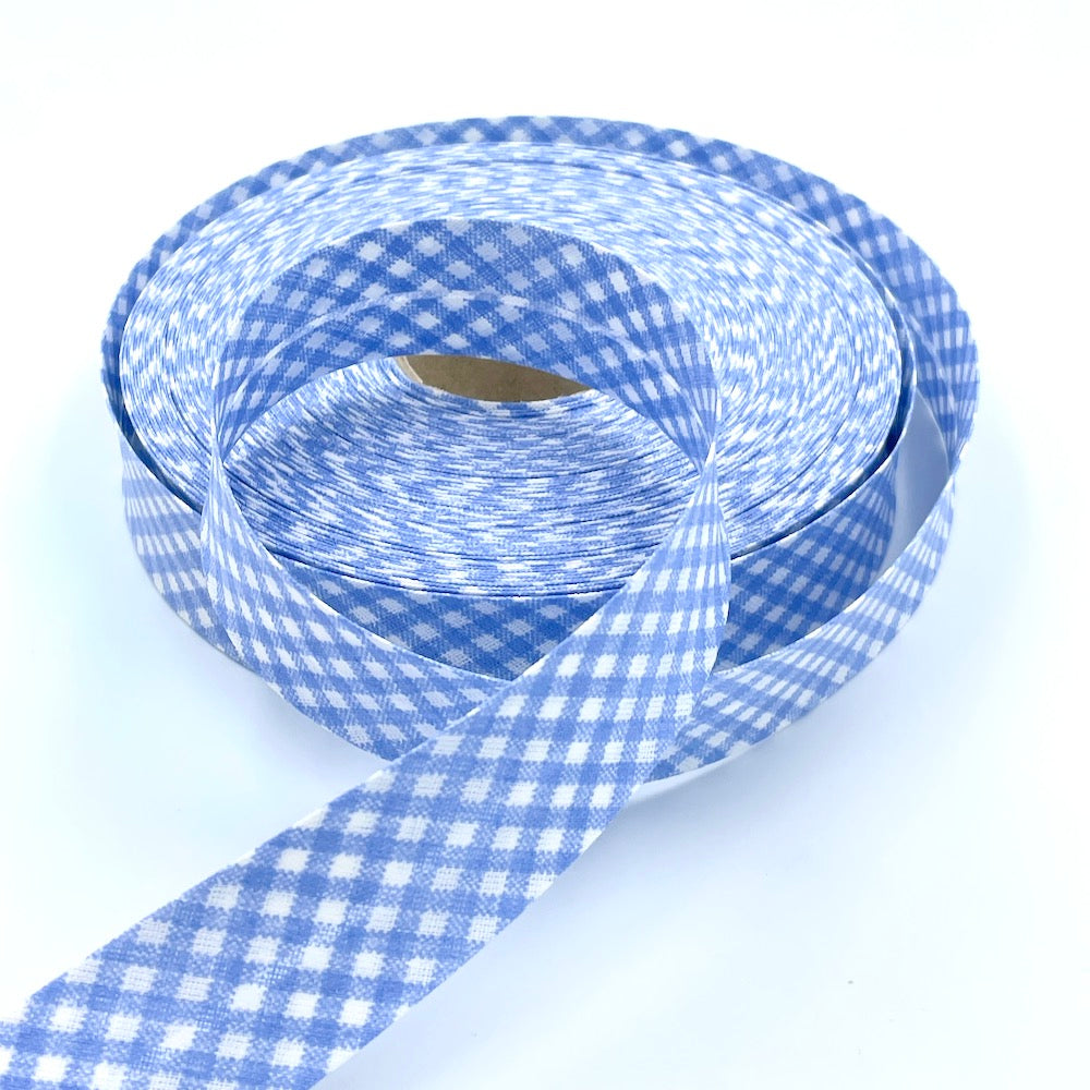 5m Roll of 25mm Gingham Bias Binding