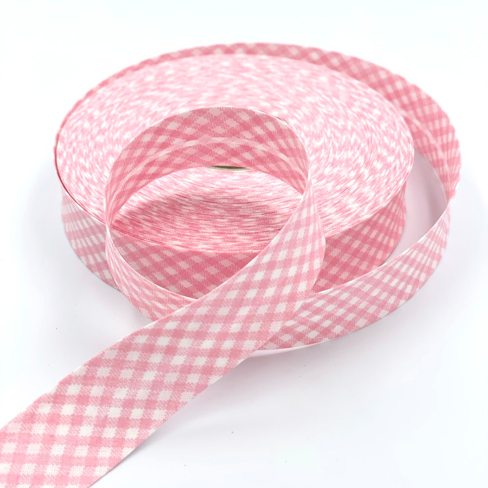 25m Reel of 25mm Gingham Bias Binding