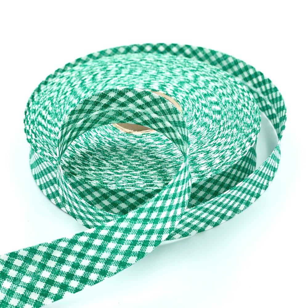 5m Roll of 25mm Gingham Bias Binding
