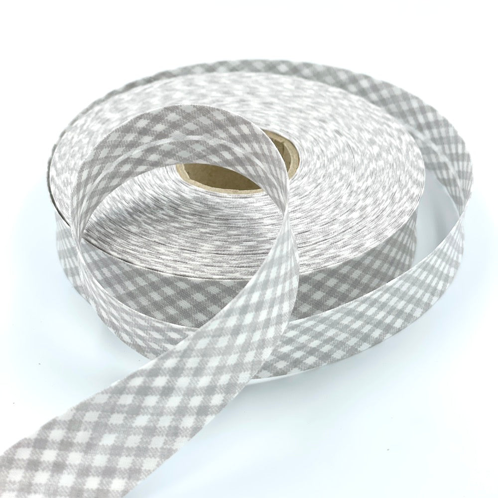 25m Reel of 25mm Gingham Bias Binding