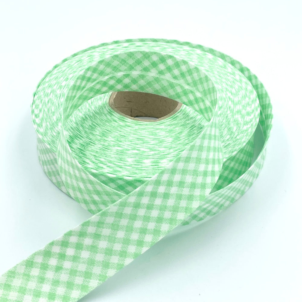 5m Roll of 25mm Gingham Bias Binding