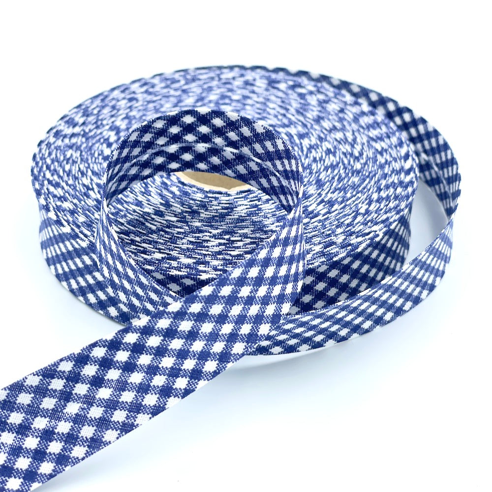 25m Reel of 25mm Gingham Bias Binding