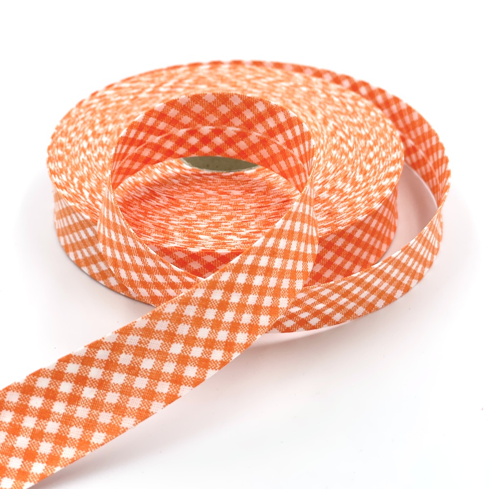 5m Roll of 25mm Gingham Bias Binding