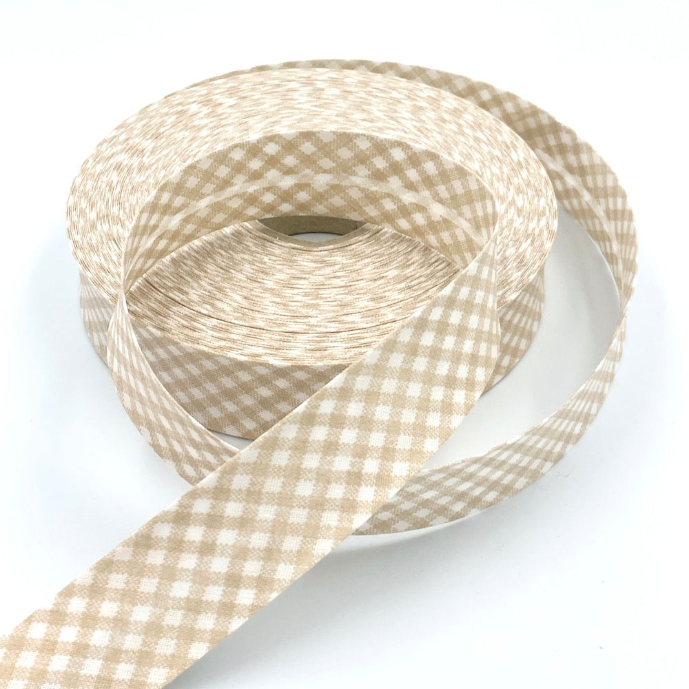 25m Reel of 25mm Gingham Bias Binding