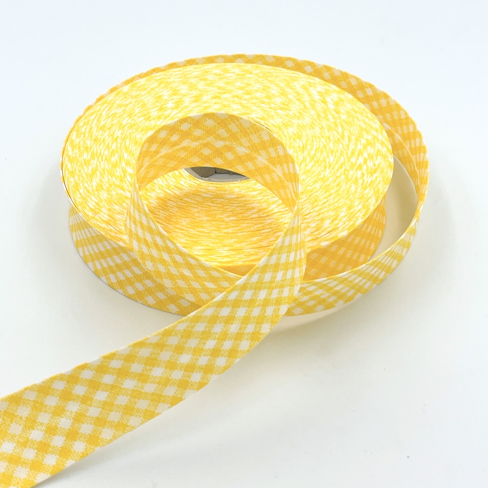 5m Roll of 25mm Gingham Bias Binding