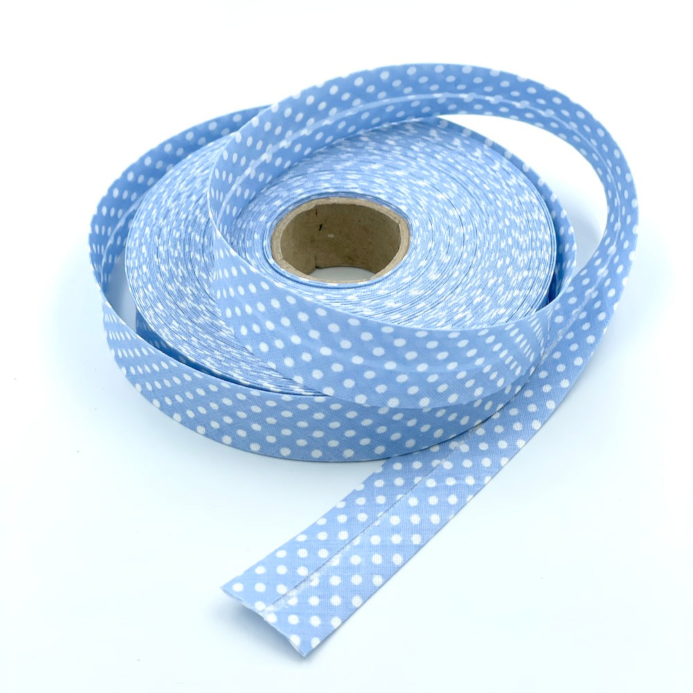 25m Reel of 25mm Polka Dot Bias Binding